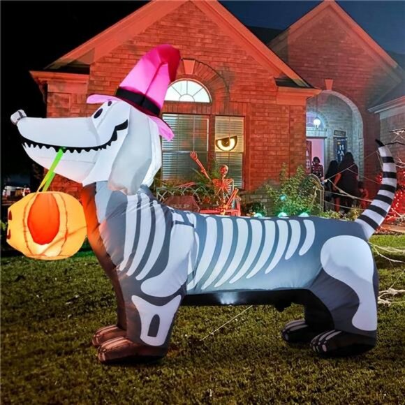 GOOSH 5.5 FT Halloween Inflatables Outdoor‎ Decorations Skeleton Puppy - Picture 3 of 7
